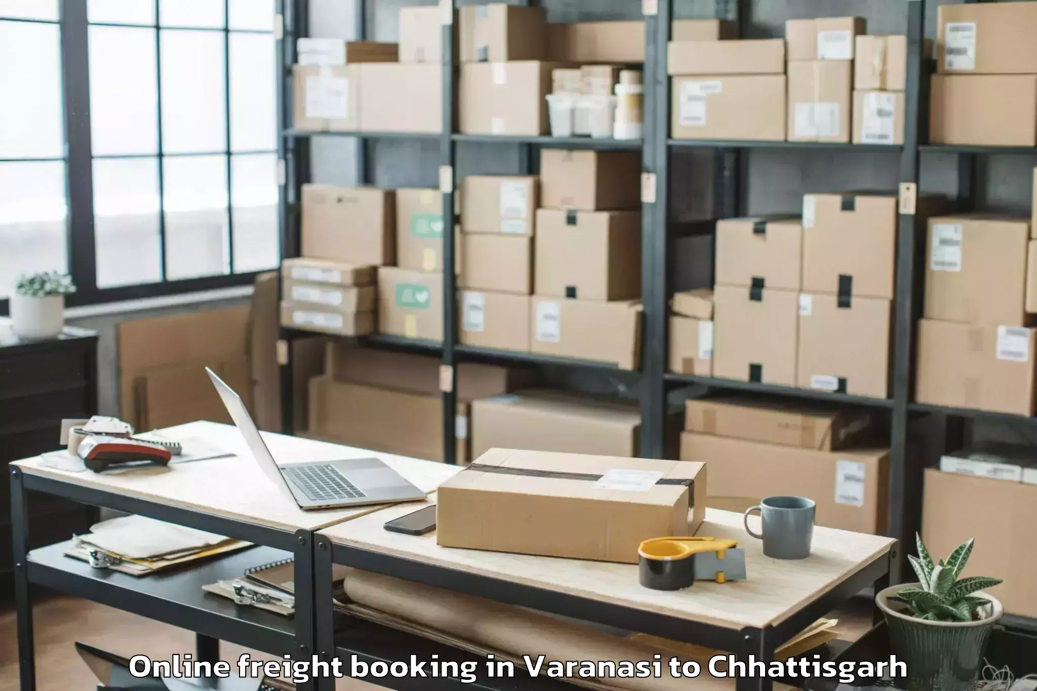 Get Varanasi to Pithora Online Freight Booking